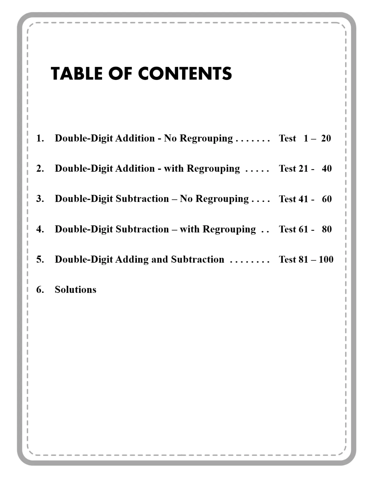 Double Digit - Table of content sample